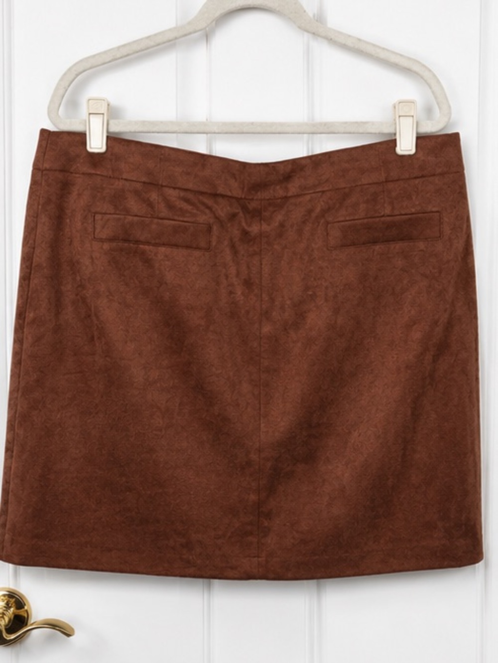 LC Lauren Conrad Faux Suede Mini Skirt Brown XXL Lined Back Zip A-Line